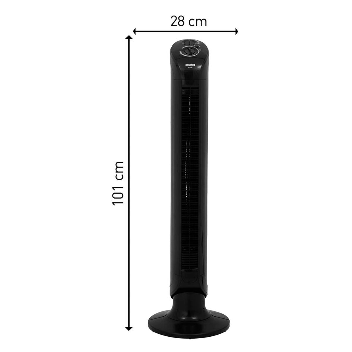 Ventilador de Torre Samurai Eole Negro 28x101cm de Tres Velocidades y con Temporizador - VENTILADORES | Bylmo