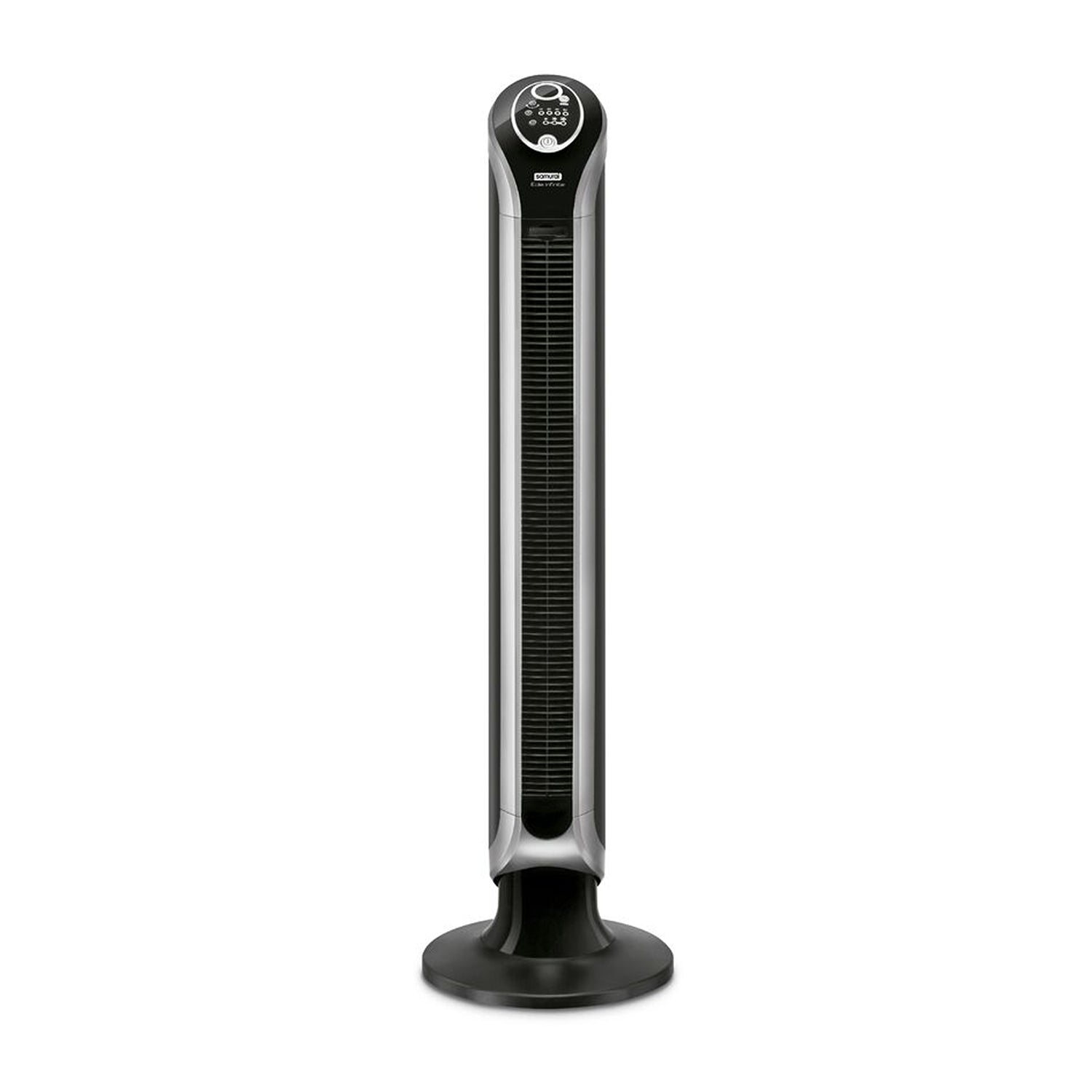 Ventilador de Torre Samurai Eole Infinite Plateado 28x100cm de Tres Velocidades con Control Remoto con Pantalla Digital y con Temporizador - VENTILADORES | Bylmo