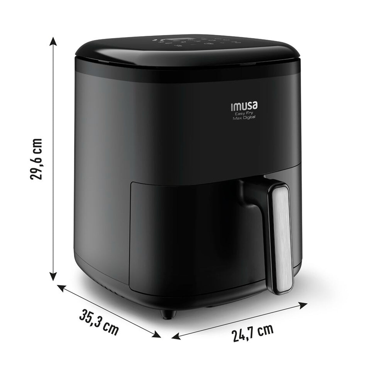 Freidora de Aire Imusa Max Negro 24.7x29.6cm de 5 Litros con Pantalla Digital y con 10 Funciones - FREIDORAS DE AIRE | Bylmo