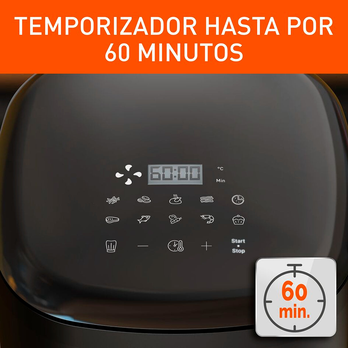 Freidora de Aire Imusa Max Negro 24.7x29.6cm de 5 Litros con Pantalla Digital y con 10 Funciones - FREIDORAS DE AIRE | Bylmo