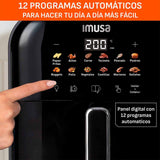 Freidora de Aire Imusa Easy Fry Turbo Negro 36.4x32.6cm de 6 Litros con Pantalla Digital y con 12 Funciones - FREIDORAS DE AIRE | Bylmo