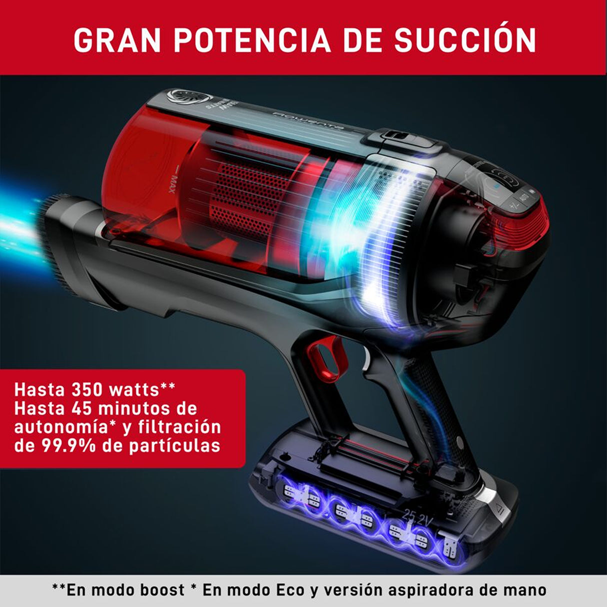 Aspiradora Inalámbrica T - Fal X - Force Flex Negro 25.1x115cm de 0.9 Litros - ASPIRADORAS | Bylmo