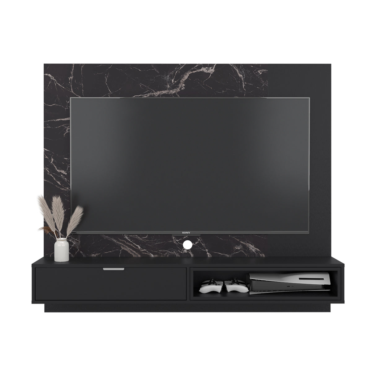 Panel de TV Funes Mamba y Wengue 150x130cm para TV Hasta 60" Pulagadas con Un Compartimiento - MUEBLES DE TV | Bylmo