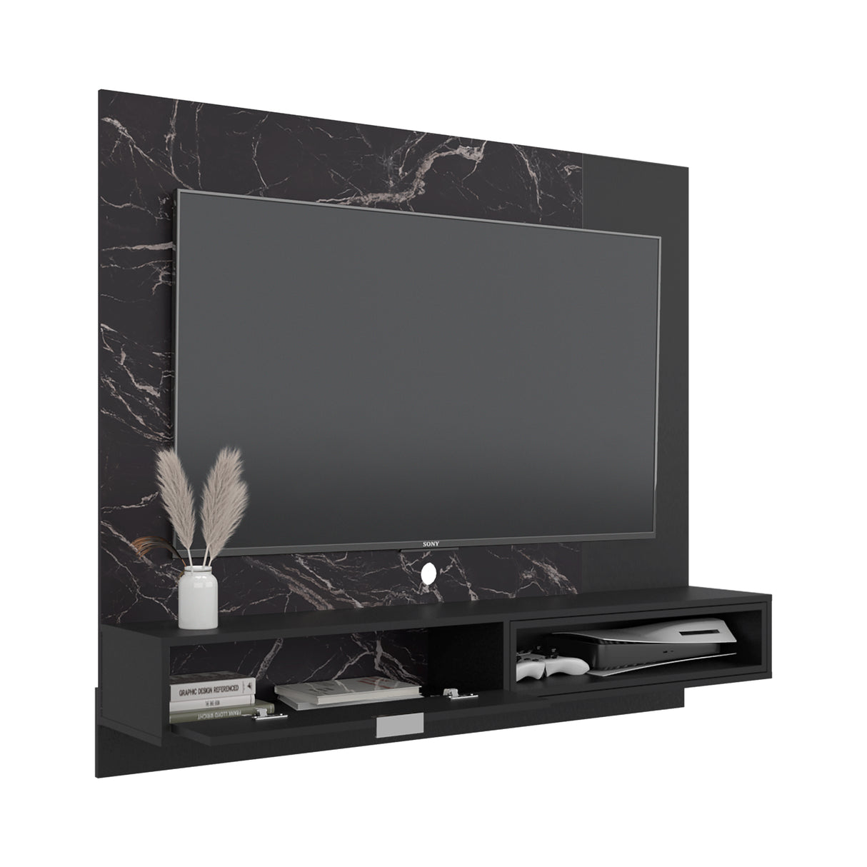 Panel de TV Funes Mamba y Wengue 150x130cm para TV Hasta 60" Pulagadas con Un Compartimiento - MUEBLES DE TV | Bylmo