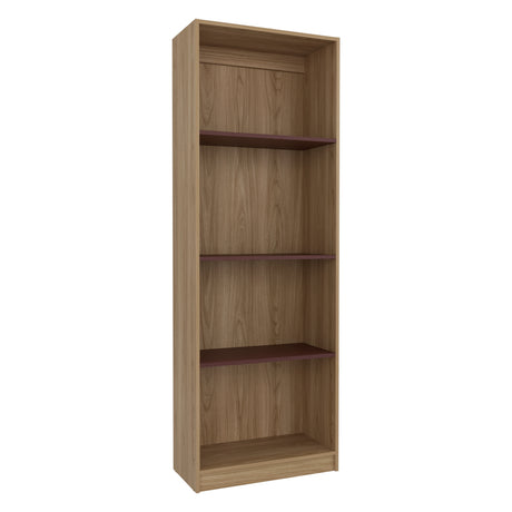 Estantería Home Fresno Europeo y Burdeos 62.8x180.6cm Rectangular con Cuatro Compartimiento y Tres Entrepaños - BIBLIOTECAS Y ESTANTERIAS | Bylmo