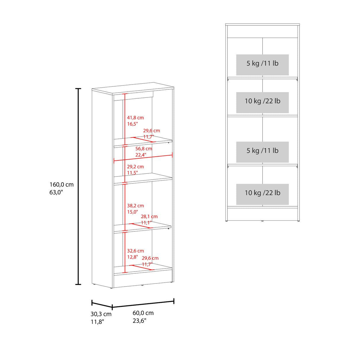 Alacena Juls Blanco 60x160cm y con Dos Puertas