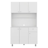 Alacena Wilson Blanco 111x185cm Con Espacio para Microondas y con Seis Puertas - ALACENAS Y MUEBLES MICROONDAS | Bylmo