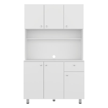 Alacena Wilson Blanco 111x185cm Con Espacio para Microondas y con Seis Puertas - ALACENAS Y MUEBLES MICROONDAS | Bylmo