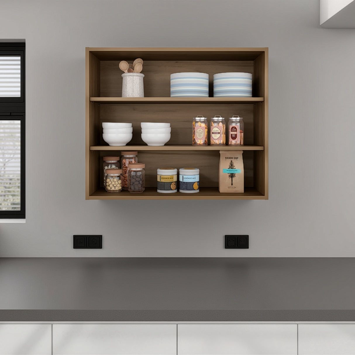 Gabinete de Cocina Gold Kraft Fresno 91.4x76.2cm con Dos Entrepaños - MUEBLES SUPERIORES DE COCINA | Bylmo