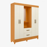 Armario para Ropa Moobi Café y Beige 147x181cm con Dos Cajones con Cuatro Puertas y con Espejo