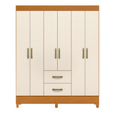 Armario para Ropa Moobi Café y Beige 147x181cm con Dos Cajones y con Seis Puertas - CLOSETS | Bylmo
