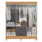 Armario para Ropa Moobi Café y Gris 147x181cm con Dos Cajones y con Seis Puertas