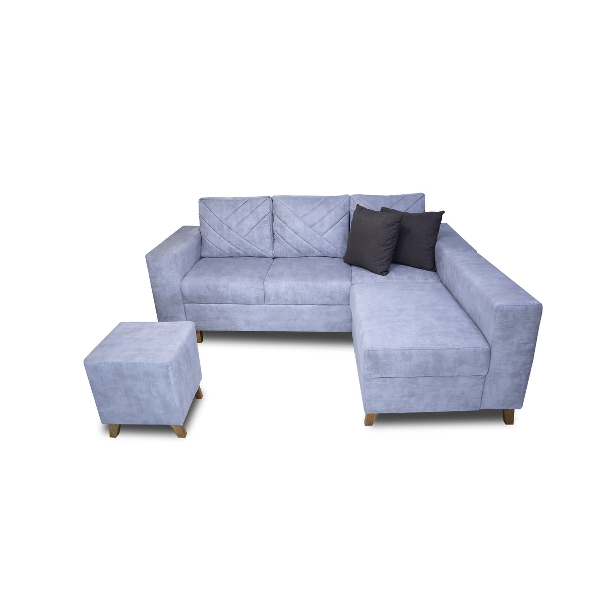Sala Amsterdam Blanco Nieve 205x72cm de Tela Amigable con Mascotas + Silla + Puff - SOFAS Y POLTRONAS | Bylmo