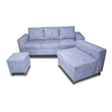 Sala Amsterdam Blanco Nieve 205x72cm de Tela Amigable con Mascotas + Silla + Puff - SOFAS Y POLTRONAS | Bylmo