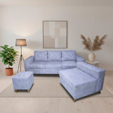 Sala Amsterdam Blanco Nieve 205x72cm de Tela Amigable con Mascotas + Silla + Puff - SOFAS Y POLTRONAS | Bylmo
