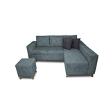 Sala Amsterdam Acero 205x72cm de Tela Amigable con Mascotas + Silla + Puff - SOFAS Y POLTRONAS | Bylmo