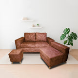Sala Amsterdam Camel 150x72cm de Tela Amigable con Mascotas + Silla + Puff - SOFAS Y POLTRONAS | Bylmo