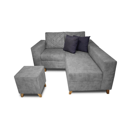 Sala Amsterdam Gris 150x72cm de Tela Amigable con Mascotas + Silla + Puff - SOFAS Y POLTRONAS | Bylmo