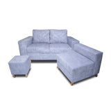 Sala Amsterdam Blanco Nieve 150x72cm de Tela Amigable con Mascotas + Silla + Puff - SOFAS Y POLTRONAS | Bylmo