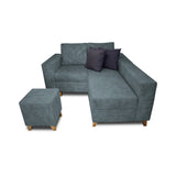Sala Amsterdam Acero 150x72cm de Tela Amigable con Mascotas + Silla + Puff - SOFAS Y POLTRONAS | Bylmo