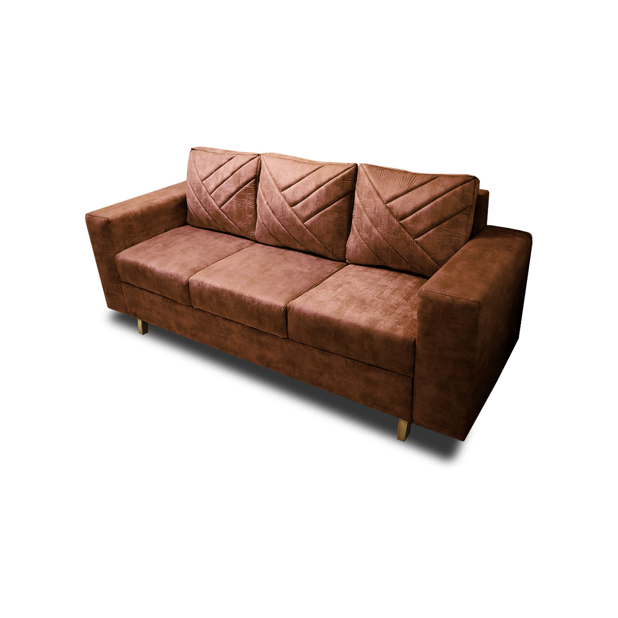 Sofá Amsterdam Camel 205x72cm de Tela Amigable con Mascotas de Tres Puestos con Apoya Brazos - SOFAS Y POLTRONAS | Bylmo