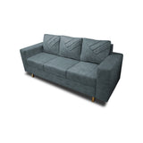 Sofá Amsterdam Acero 205x72cm de Tela Amigable con Mascotas de Tres Puestos con Apoya Brazos - SOFAS Y POLTRONAS | Bylmo