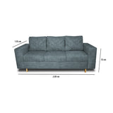 Sofá Amsterdam Acero 205x72cm de Tela Amigable con Mascotas de Tres Puestos con Apoya Brazos - SOFAS Y POLTRONAS | Bylmo