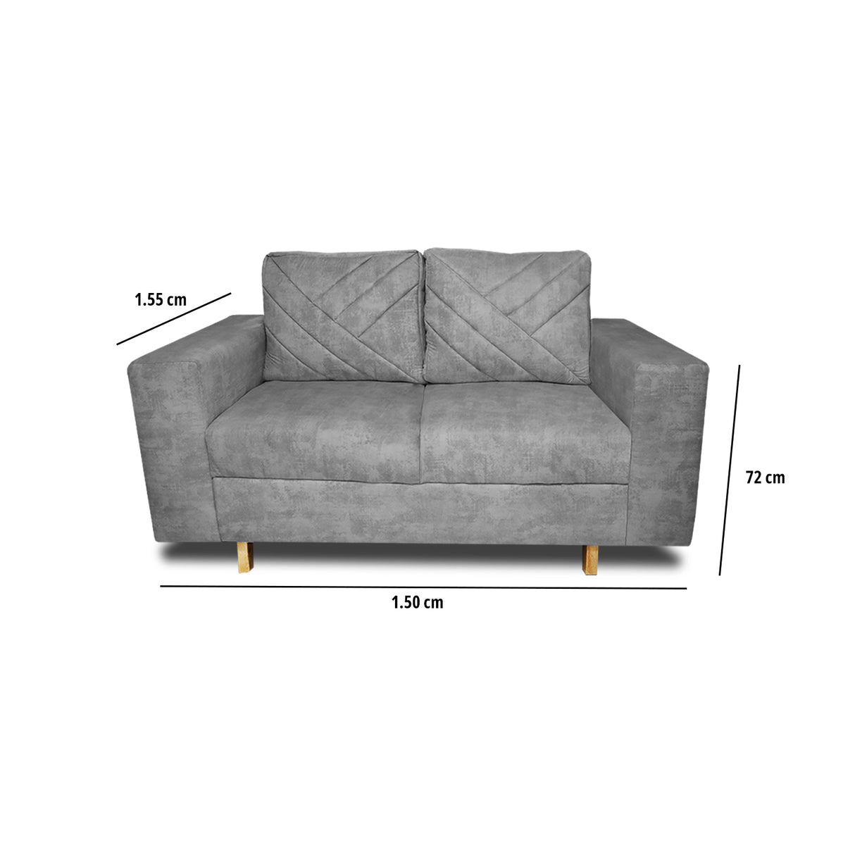 Sofá Amsterdam Gris 150x72cm de Tela Amigable con Mascotas de Dos Puestos con Apoya Brazos - SOFAS Y POLTRONAS | Bylmo