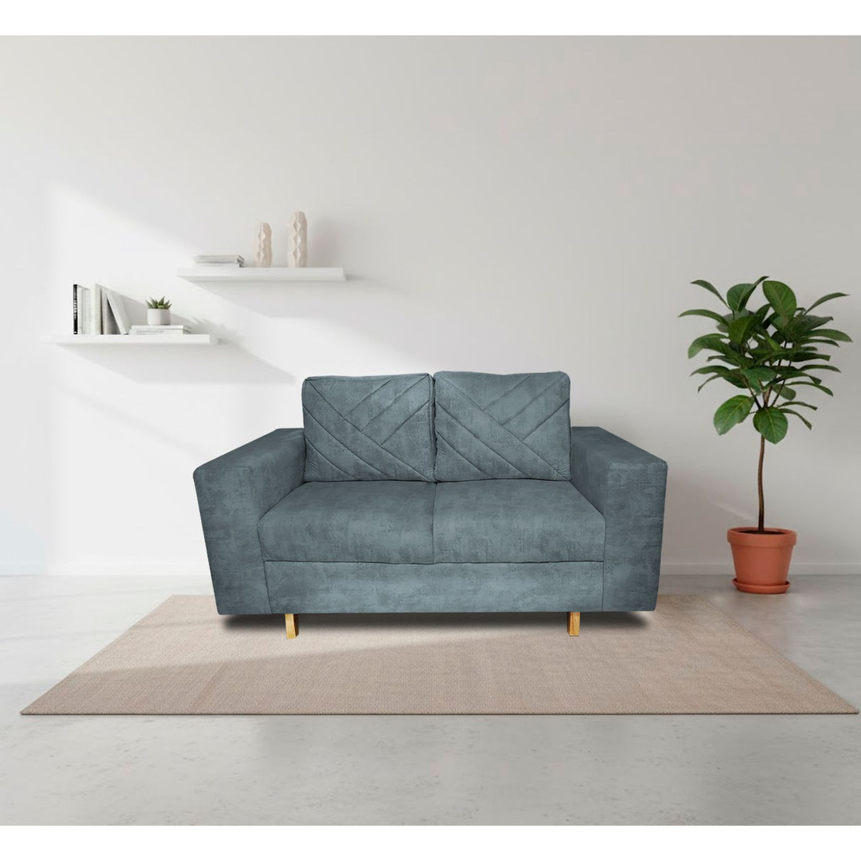 Sofá Amsterdam Acero 150x72cm de Tela Amigable con Mascotas de Dos Puestos con Apoya Brazos - SOFAS Y POLTRONAS | Bylmo