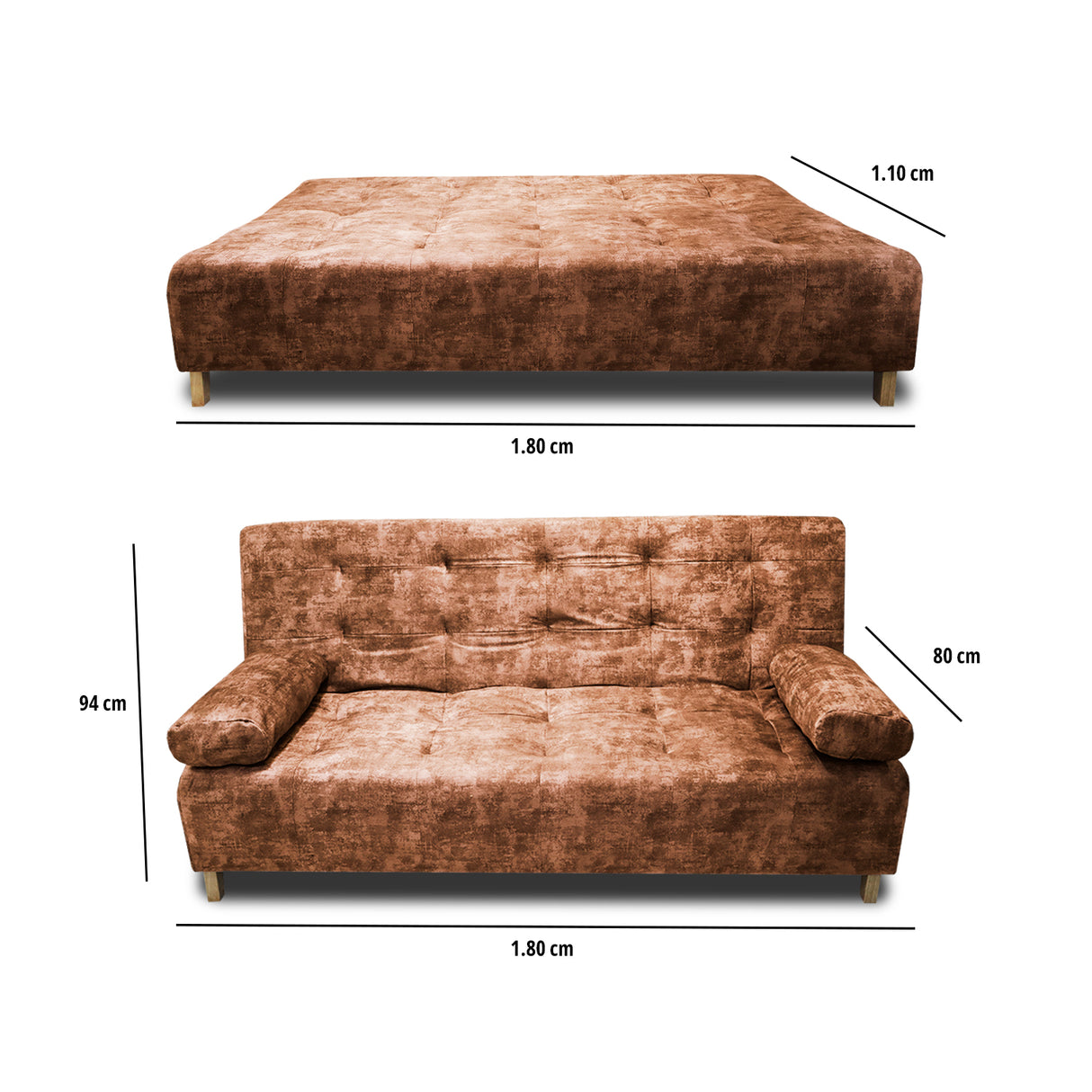 Sofá Cama Seiler Camel 180x94cm Reclinable de Tela Amigable con Mascotas de Tres Puestos con Apoya Brazos - SOFAS Y POLTRONAS | Bylmo