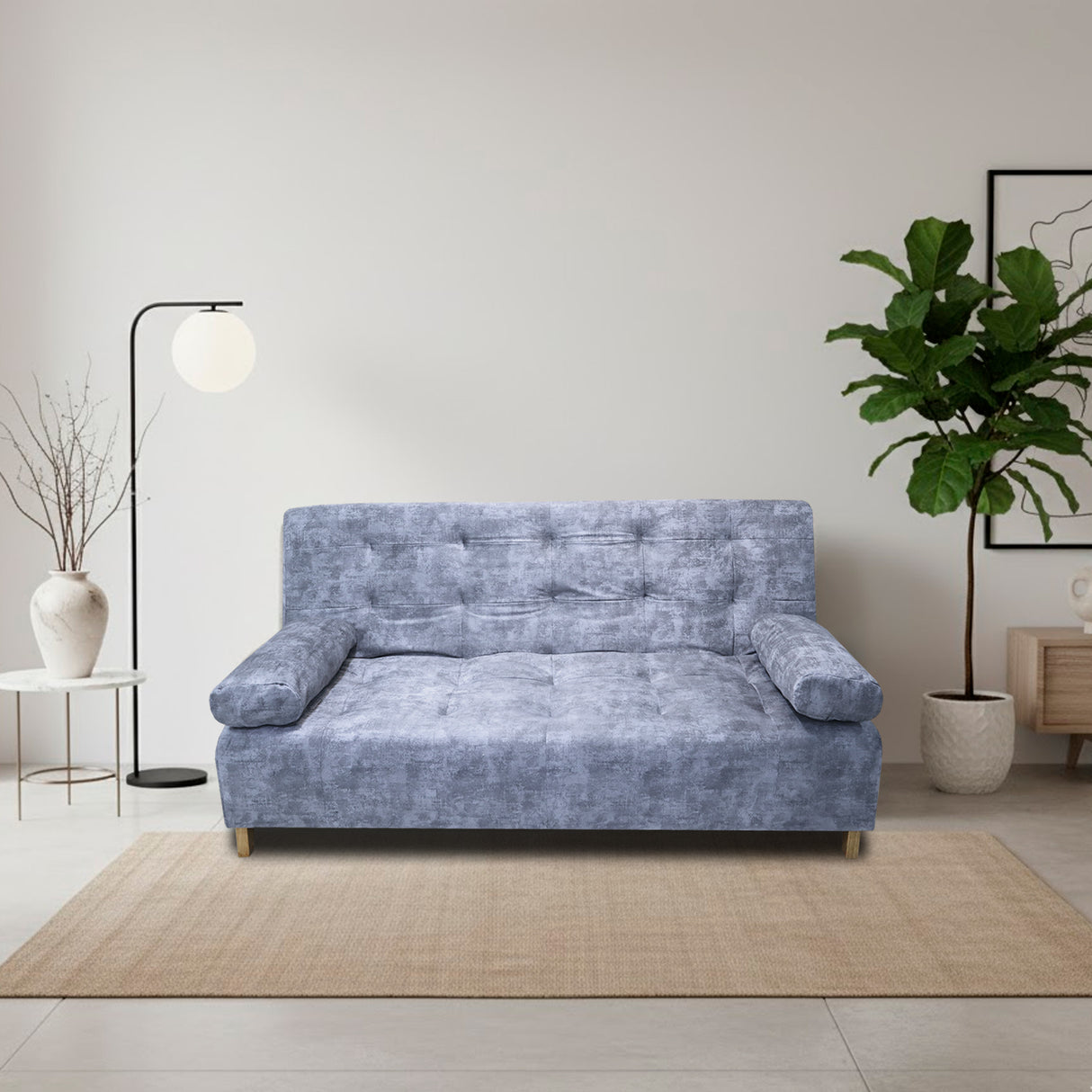 Sofá Cama Seiler Blanco Nieve 180x94cm Reclinable de Tela Amigable con Mascotas de Tres Puestos con Apoya Brazos - SOFAS Y POLTRONAS | Bylmo