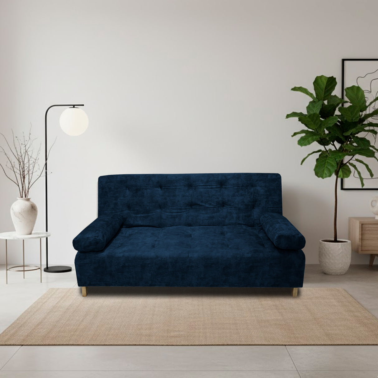 Sofá Cama Seiler Azul Petróleo 180x94cm Reclinable de Tela Amigable con Mascotas de Tres Puestos con Apoya Brazos - SOFAS Y POLTRONAS | Bylmo
