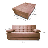 Sofá Cama Tarima Haller Camel 190x95cm Reclinable de Tela Amigable con Mascotas de Tres Puestos con Apoya Brazos - SOFAS Y POLTRONAS | Bylmo