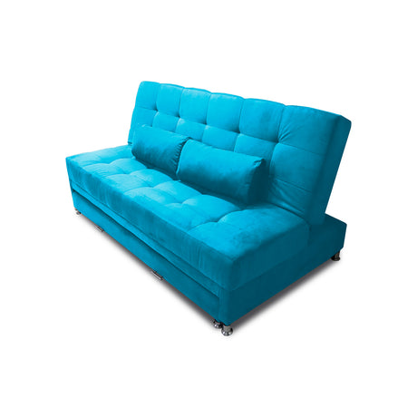 Sofá Cama Tarima Haller Turquesa 190x95cm Reclinable de Tela Amigable con Mascotas de Tres Puestos con Apoya Brazos - SOFAS Y POLTRONAS | Bylmo