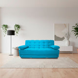 Sofá Cama Tarima Haller Turquesa 190x95cm Reclinable de Tela Amigable con Mascotas de Tres Puestos con Apoya Brazos - SOFAS Y POLTRONAS | Bylmo