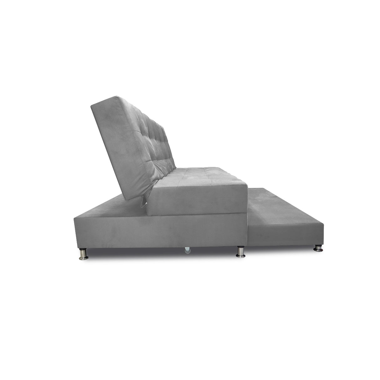 Sofá Cama Tarima Haller Gris 190x95cm Reclinable de Tela Amigable con Mascotas de Tres Puestos con Apoya Brazos - SOFAS Y POLTRONAS | Bylmo