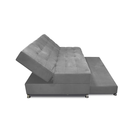 Sofá Cama Tarima Haller Gris 190x95cm Reclinable de Tela Amigable con Mascotas de Tres Puestos con Apoya Brazos - SOFAS Y POLTRONAS | Bylmo