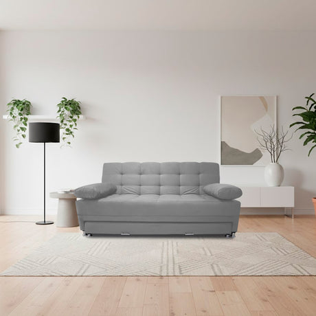 Sofá Cama Tarima Haller Gris 190x95cm Reclinable de Tela Amigable con Mascotas de Tres Puestos con Apoya Brazos - SOFAS Y POLTRONAS | Bylmo