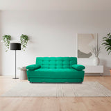 Sofá Cama Tarima Haller Verde 190x95cm Reclinable de Tela Amigable con Mascotas de Tres Puestos con Apoya Brazos - SOFAS Y POLTRONAS | Bylmo