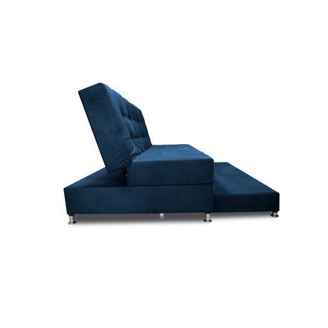 Sofá Cama Tarima Haller Azul Petróleo 190x95cm Reclinable de Tela Amigable con Mascotas de Tres Puestos con Apoya Brazos - SOFAS Y POLTRONAS | Bylmo