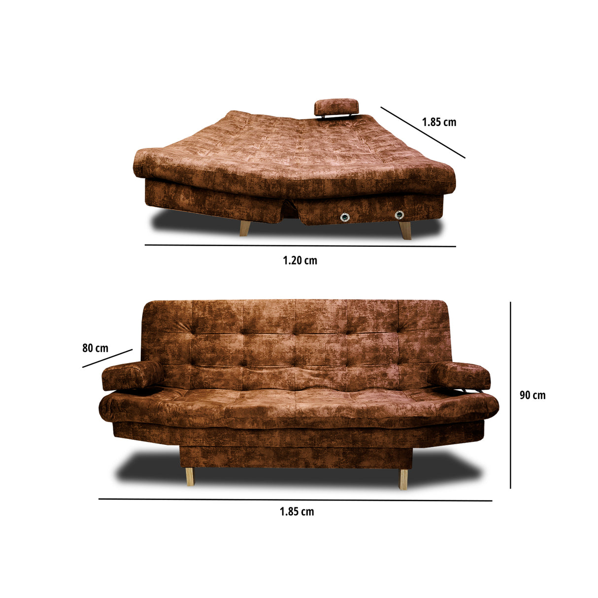 Sofá Cama Blum Camel 185x90cm Reclinable de Tela Amigable con Mascotas de Tres Puestos con Apoya Brazos - SOFAS Y POLTRONAS | Bylmo