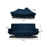 Sofá Cama Blum Azul Petróleo 185x90cm Reclinable de Tela Amigable con Mascotas de Tres Puestos con Apoya Brazos - SOFAS Y POLTRONAS | Bylmo