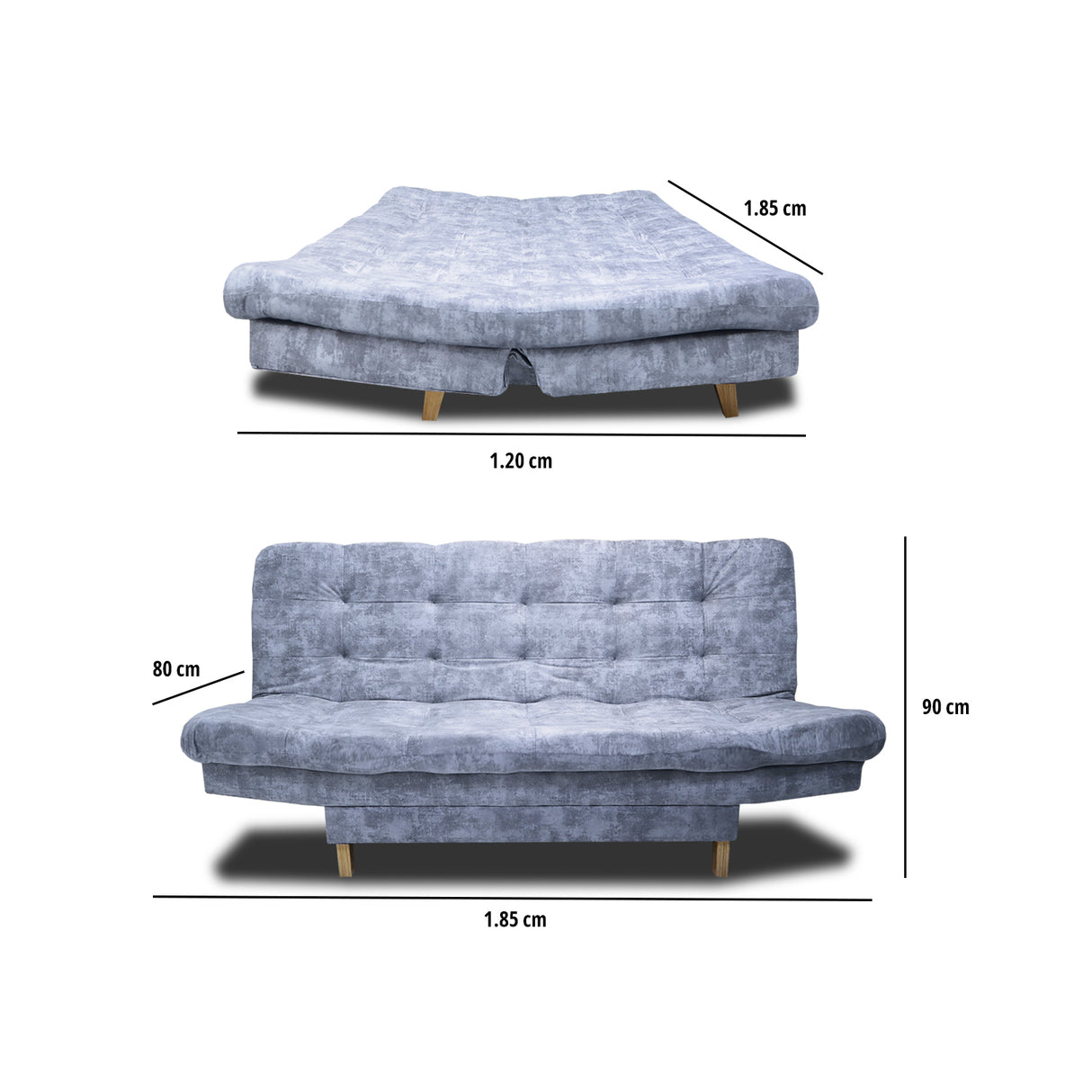 Sofá Cama Kuster Blanco Natural 185x90cm Reclinable de Tela Amigable con Mascotas de Tres Puestos sin Apoya Brazos - SOFAS Y POLTRONAS | Bylmo