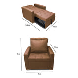 Sofá Cama Sabathy Camel 95x90cm Reclinable de Tela Amigable con Mascotas de Un Puesto sin Apoya Brazos - SOFAS Y POLTRONAS | Bylmo