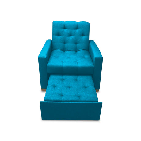 Sofá Cama Sabathy Turqueza 95x90cm Reclinable de Tela Amigable con Mascotas de Un Puesto con Apoya Brazos - SOFAS Y POLTRONAS | Bylmo