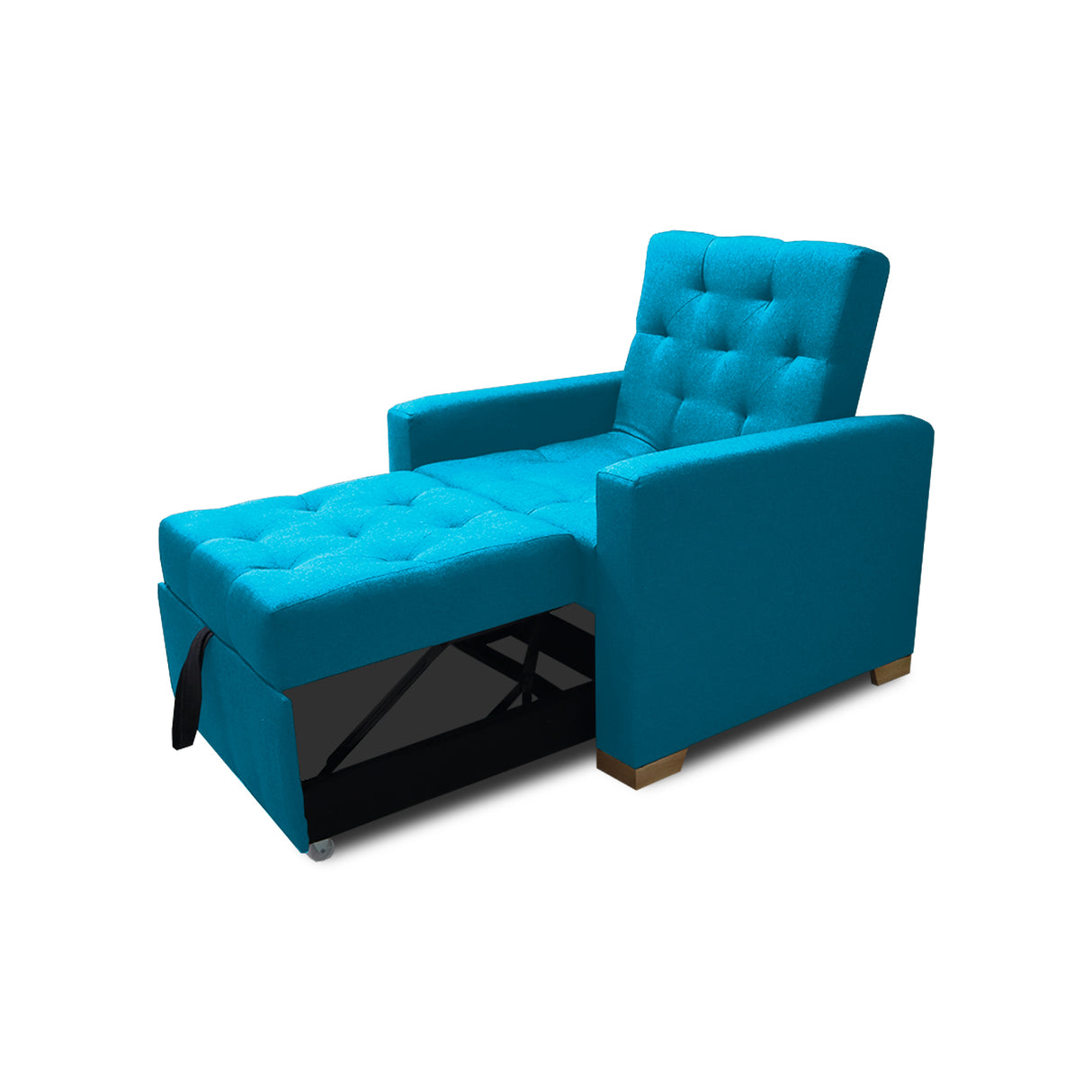 Sofá Cama Sabathy Turqueza 95x90cm Reclinable de Tela Amigable con Mascotas de Un Puesto con Apoya Brazos - SOFAS Y POLTRONAS | Bylmo
