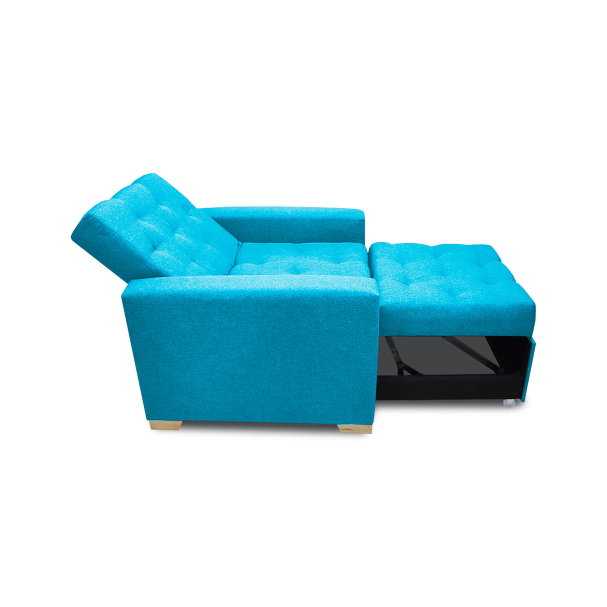 Sofá Cama Sabathy Turqueza 95x90cm Reclinable de Tela Amigable con Mascotas de Un Puesto con Apoya Brazos - SOFAS Y POLTRONAS | Bylmo