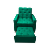 Sofá Cama Sabathy Verde 95x90cm Reclinable de Tela Amigable con Mascotas de Un Puesto con Apoya Brazos - SOFAS Y POLTRONAS | Bylmo