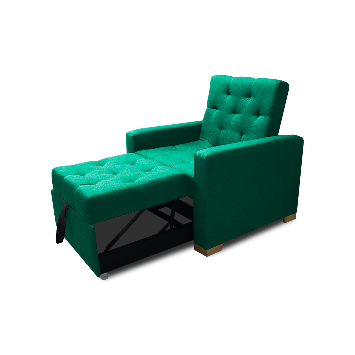 Sofá Cama Sabathy Verde 95x90cm Reclinable de Tela Amigable con Mascotas de Un Puesto con Apoya Brazos - SOFAS Y POLTRONAS | Bylmo