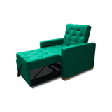 Sofá Cama Sabathy Verde 95x90cm Reclinable de Tela Amigable con Mascotas de Un Puesto con Apoya Brazos - SOFAS Y POLTRONAS | Bylmo